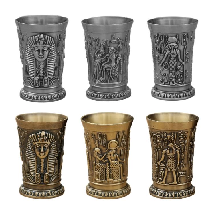 Whiskey Goblet Cup Bar Drinkware Accessories Metal Vintage Egyptian Wine Glass