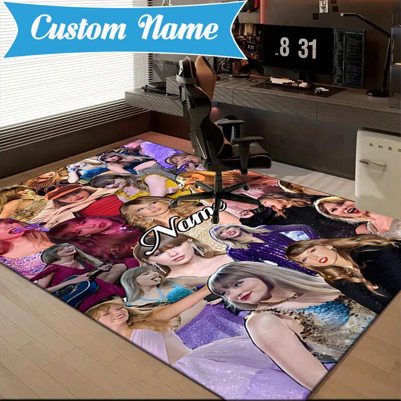 Custom Name Taylor Top singer Rug Game Carpet, Floor Mat for Bedroom Living Room Entryway Rug, Home Decor Idea Gift for Christmas birthday