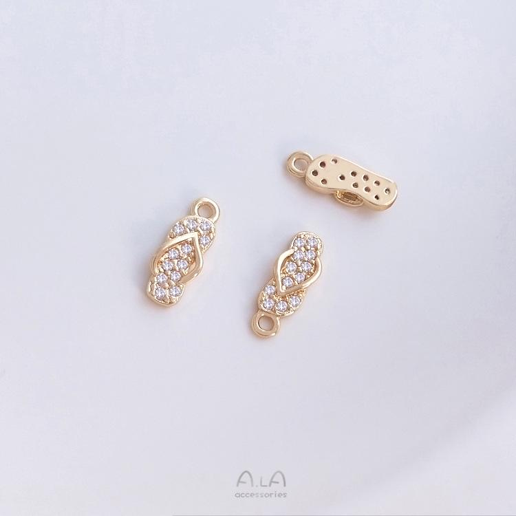 14K Gold-Filled Micro-Pave Zircon Small Charms: Girl's Business Trip Series - Handbag, Perfume, Dress, Crown DIY Pendant