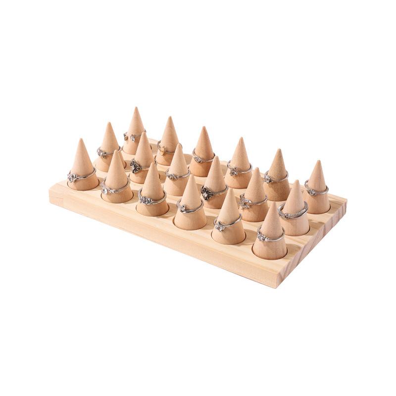 DIY Cone Solid Wood Ring Display Stand Combination Ring Holder Night Market Stall Ring Storage Rack Props
