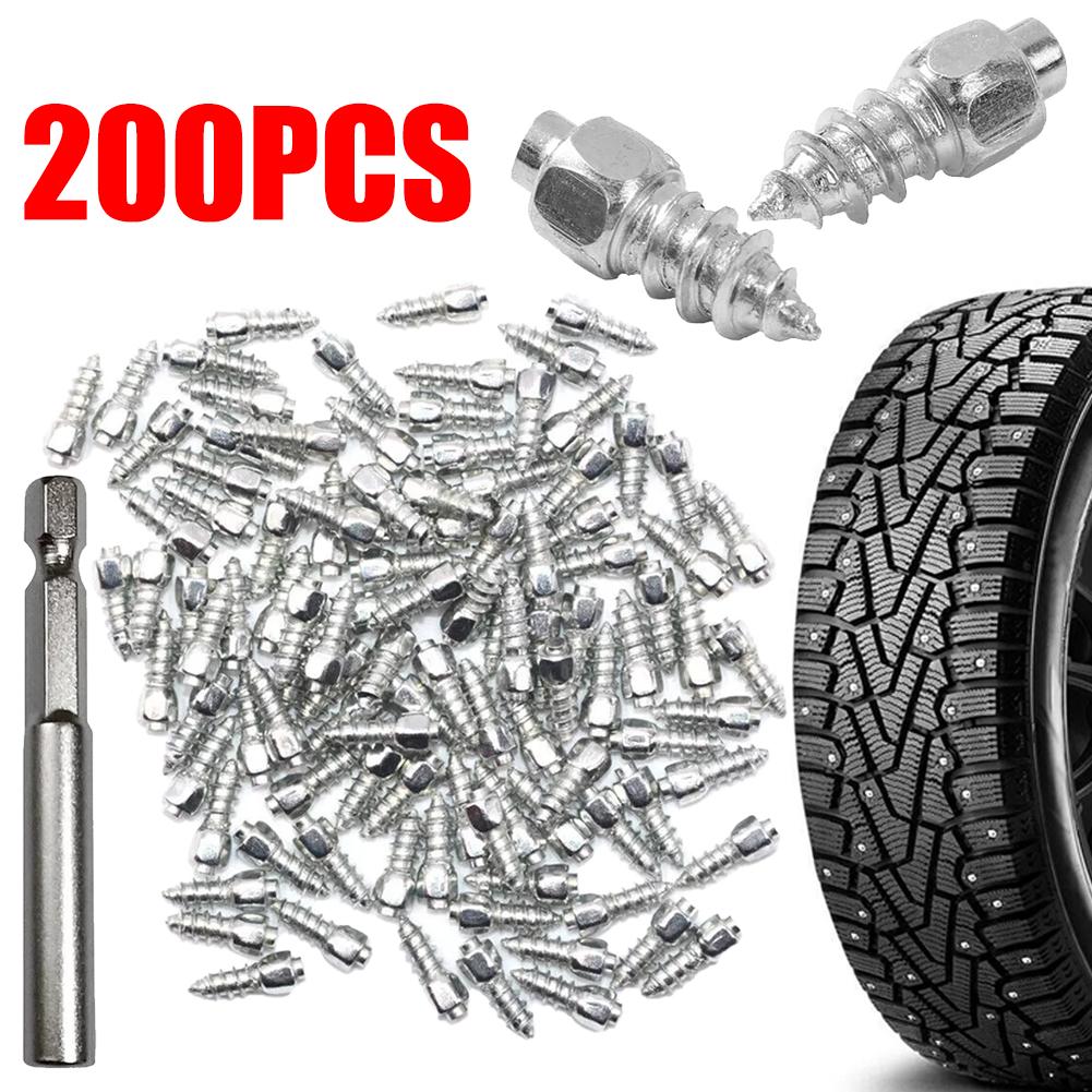 

200Pcs 4x12mm Screw Tire Studs Snow Spikes Anti-Slip Anti-ice Tool For Car SUV Snow Tire Nail Anti-skid Nail Car Tire Stud