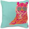 Pink Tiger Pillow Covers - Colorful Pink and Orange Throw Pillow Covers 18x18, Retro Funky Preppy Tiger Room Decor for Teen Girls (Teal)