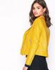 Genuine Stylish Yellow Lambskin Leather Zipper Women Jacket Designer Motorcycle