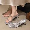 Fashion 2025 Fashionable and High-quality New Women Sandals Summer Rhinestone Casual High Heels Shoes  Heels Shiny Sandals