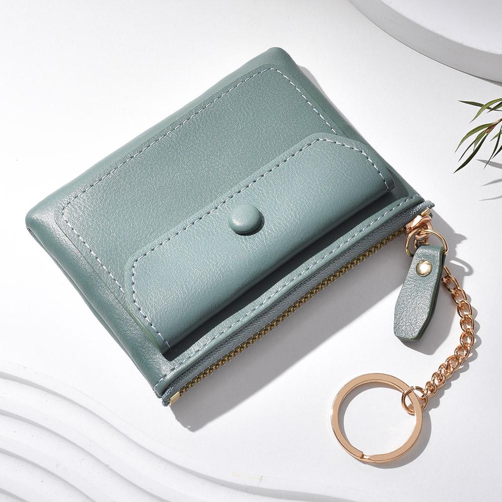 1PC  Fashion Women s Pu Leather Mini Short Wallet Zipper Coin Wallet Credit Card Keychain Wallet