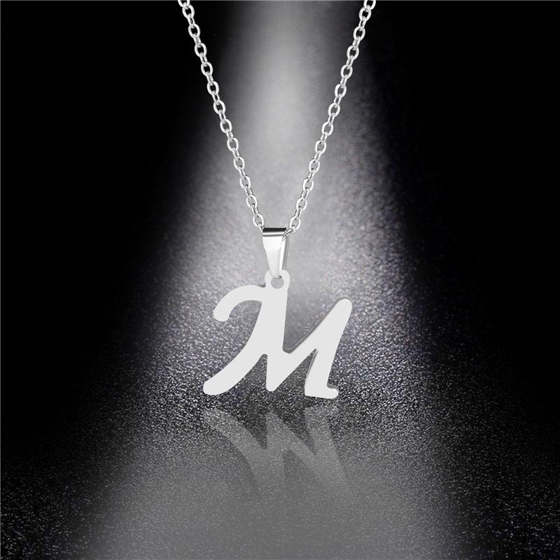 Simple English Letter Necklace Collarbone Chain Women Fashion Jewelry 26 Alphabet Pendant