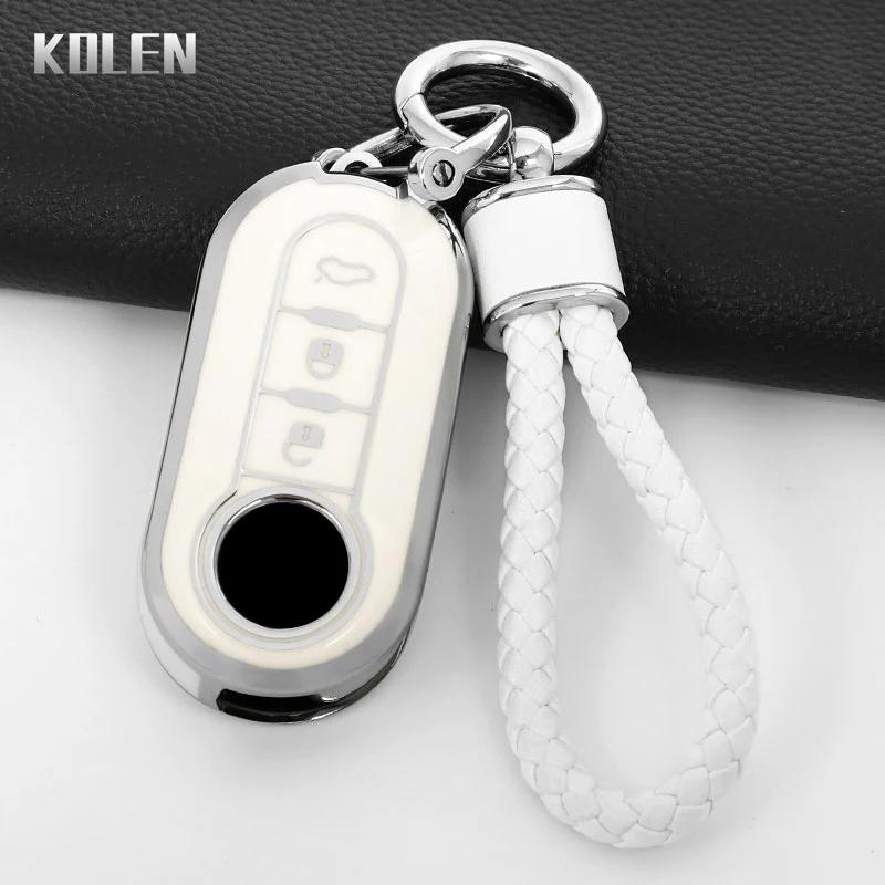 Fashion Tpu Car Key Case Cover For Fiat 500 Ducato Panda 500L Punto Lancia Musa For Citroen Jumper For Peugeot Boxer Keychain