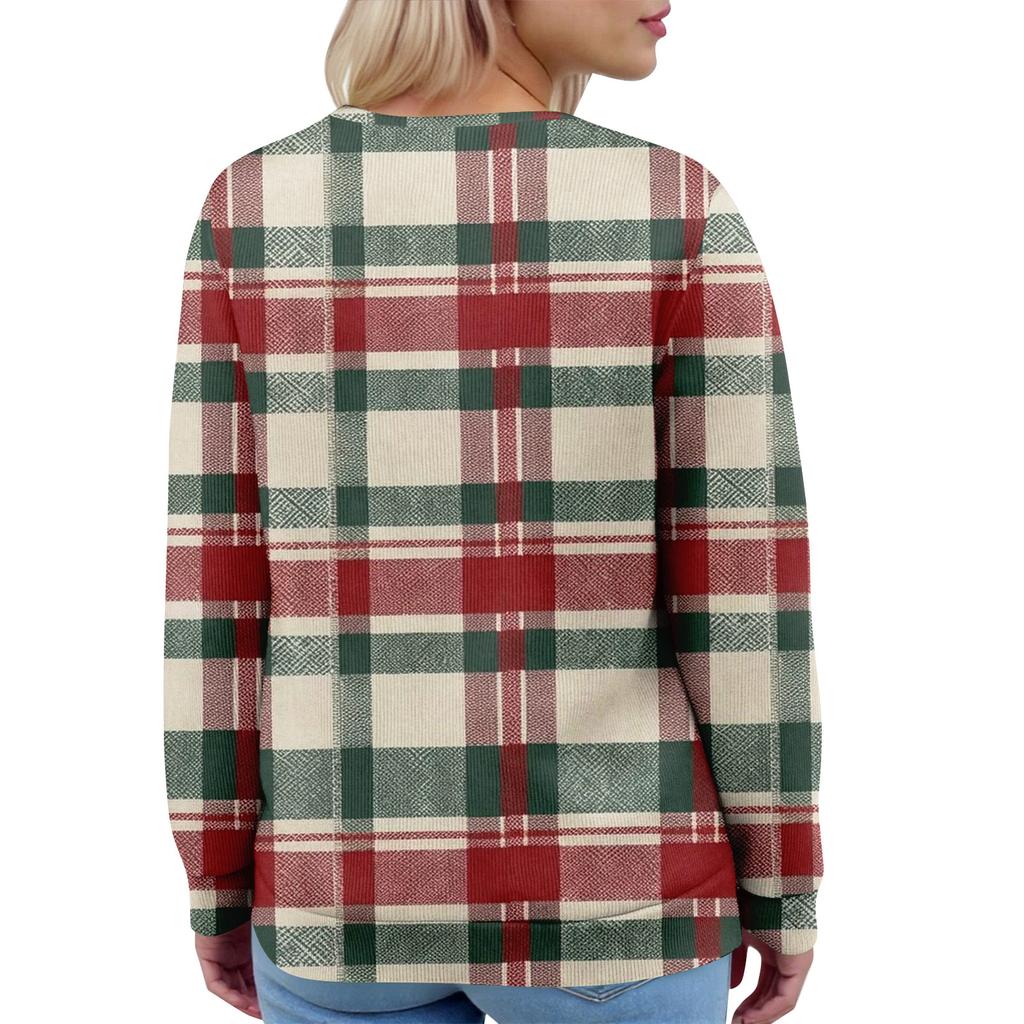 Damemote Langermet Christmas Snowman Snowflake Print Jakke Cardigan