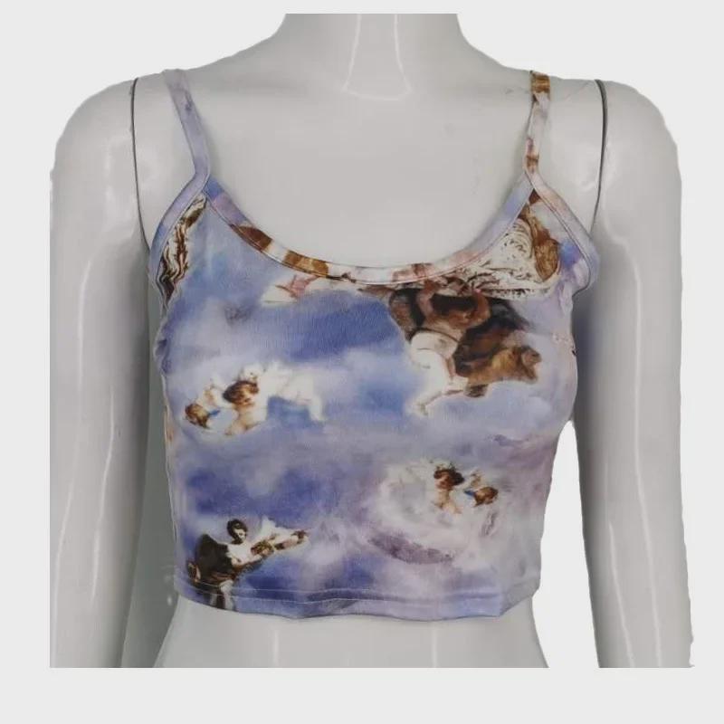 2024 Spring/Summer Women's Angel Cupid Print Sling Tank Top