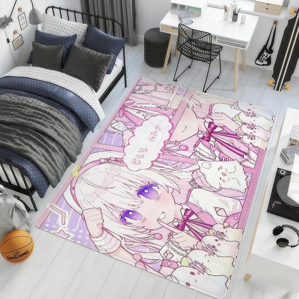 Cute y2k art pink purple anime girl hogar Bedside Rug Kitchen Bath Floor Mat Hallway Balcony Carpet Entrance Doormat Decor Home
