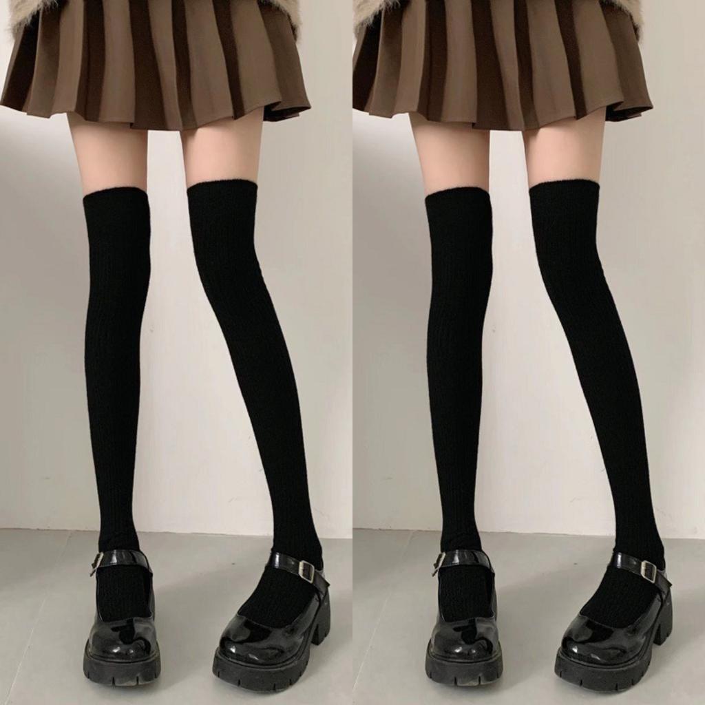 Autumn Winter Women'S Stockings Girls Black White Jk Lolita Long Tight Socks Vertical Stripes Cotton Over Knee Thigh High Socks