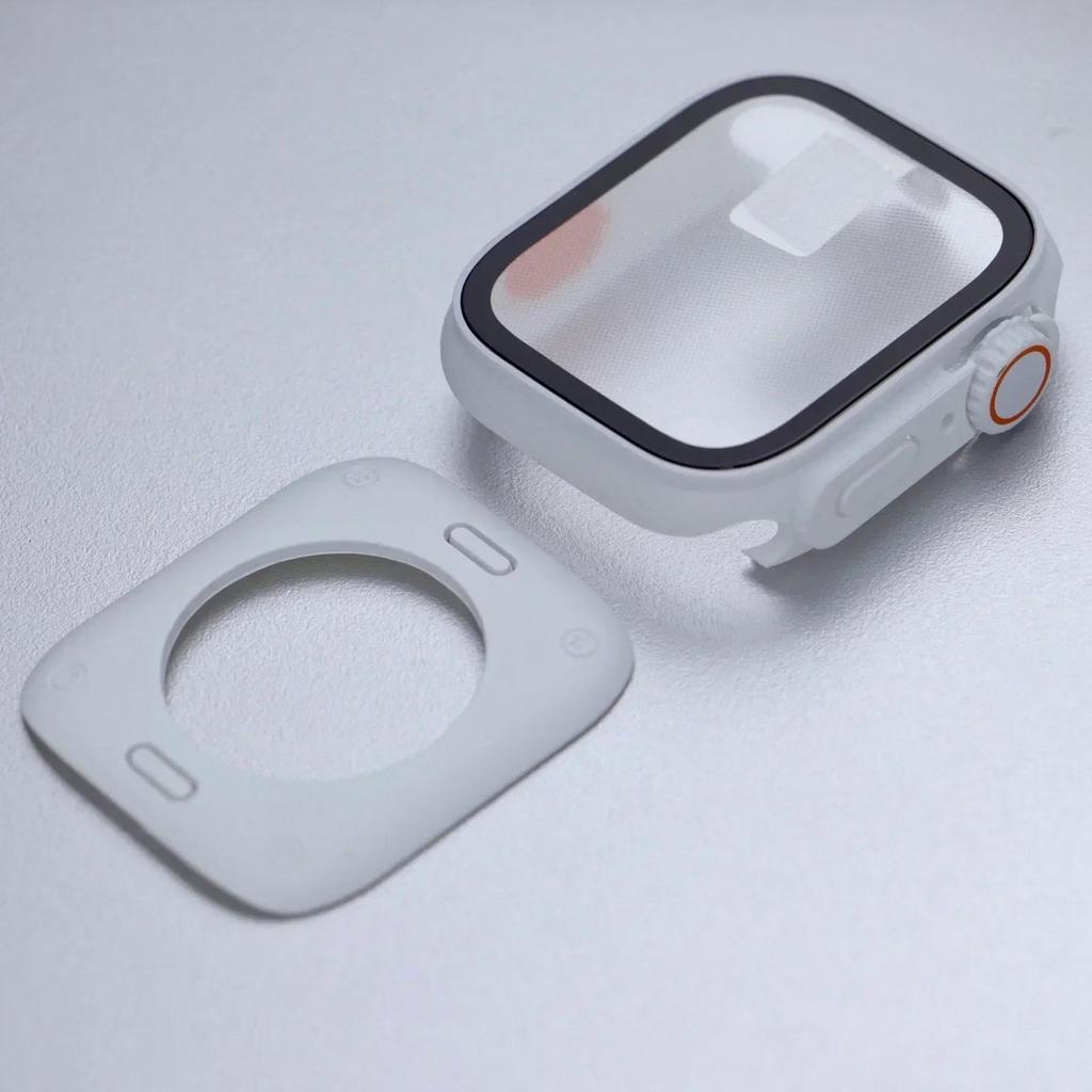 Screen Protector Cover for Apple Watch 44mm 45mm 46mm 42mm Hard PC Front Rear Bumper Case for Iwatch 10 9 8 7 6 Change To Ultra