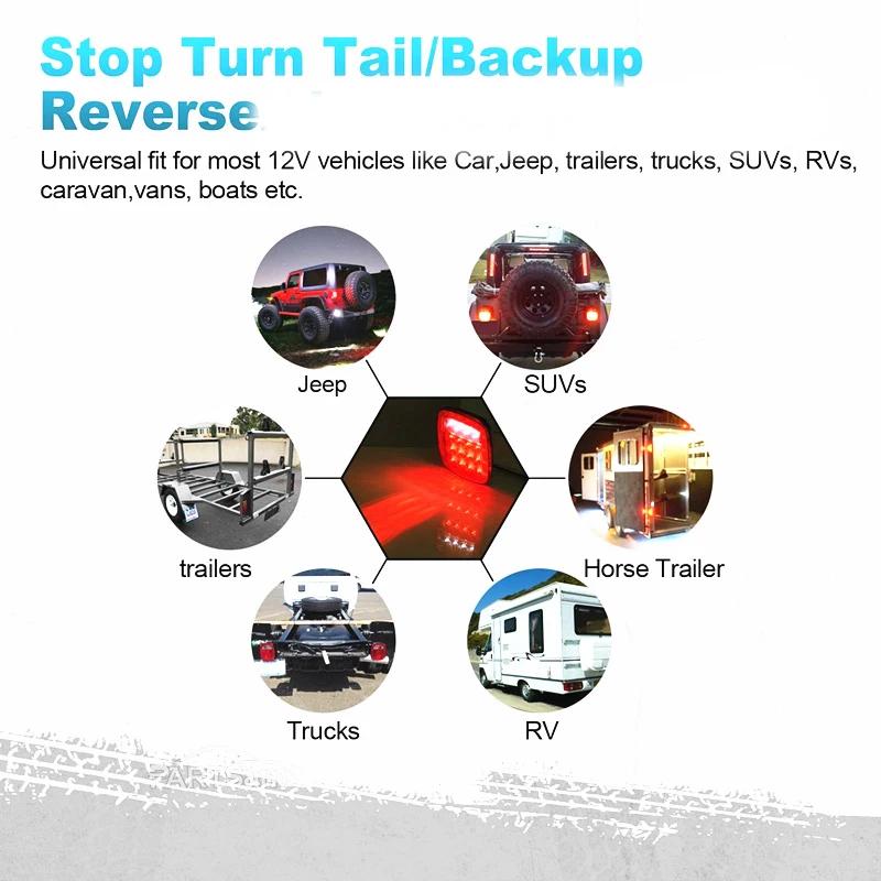 16 LEDs Tail Light Smoke/Red Lens Rear Brake Stop Reverse Lamps Replacement for Jeep Wrangler TJ CJ YJ JK Truck Trailer Boat RV