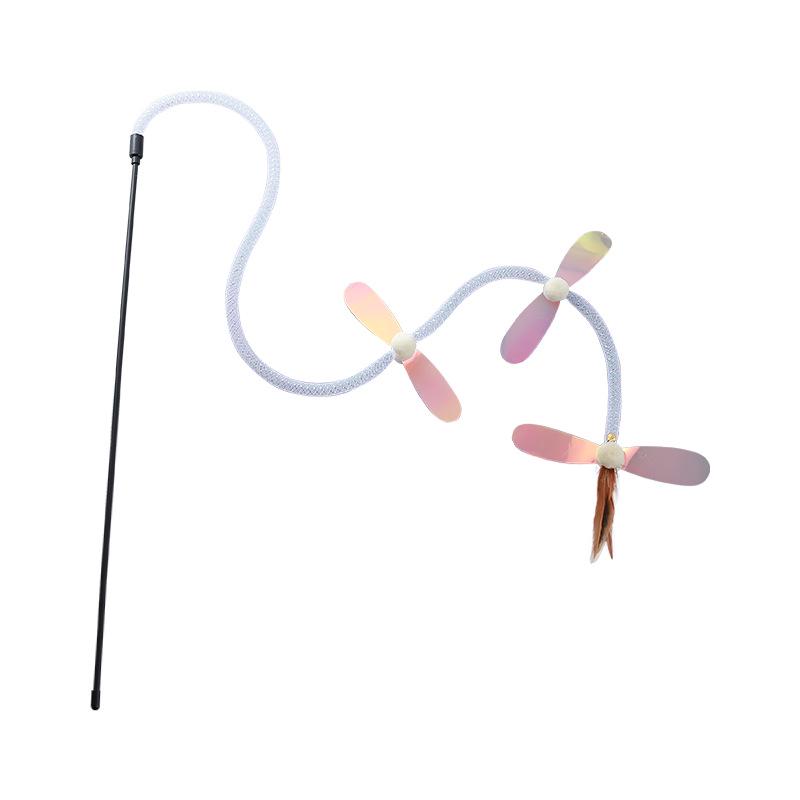 Dragonfly Sequin Cat Teaser Wand - Light Color Variety for Self-Amusing Cats