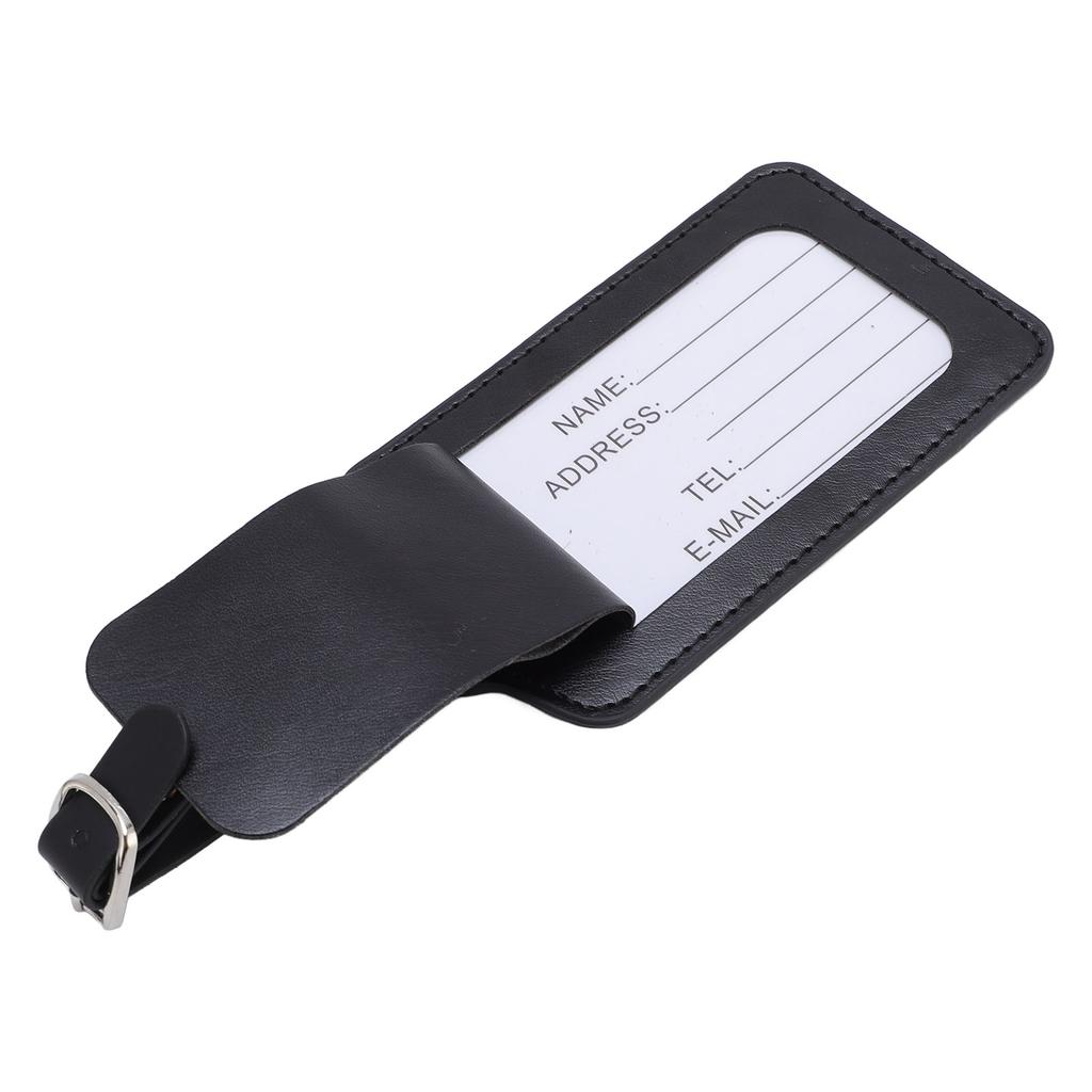 Luggage Baggage Tag Rain Proof PU Leather Soft Lock Design Stylish Luggage ID Label for Travel and Business Trip Black