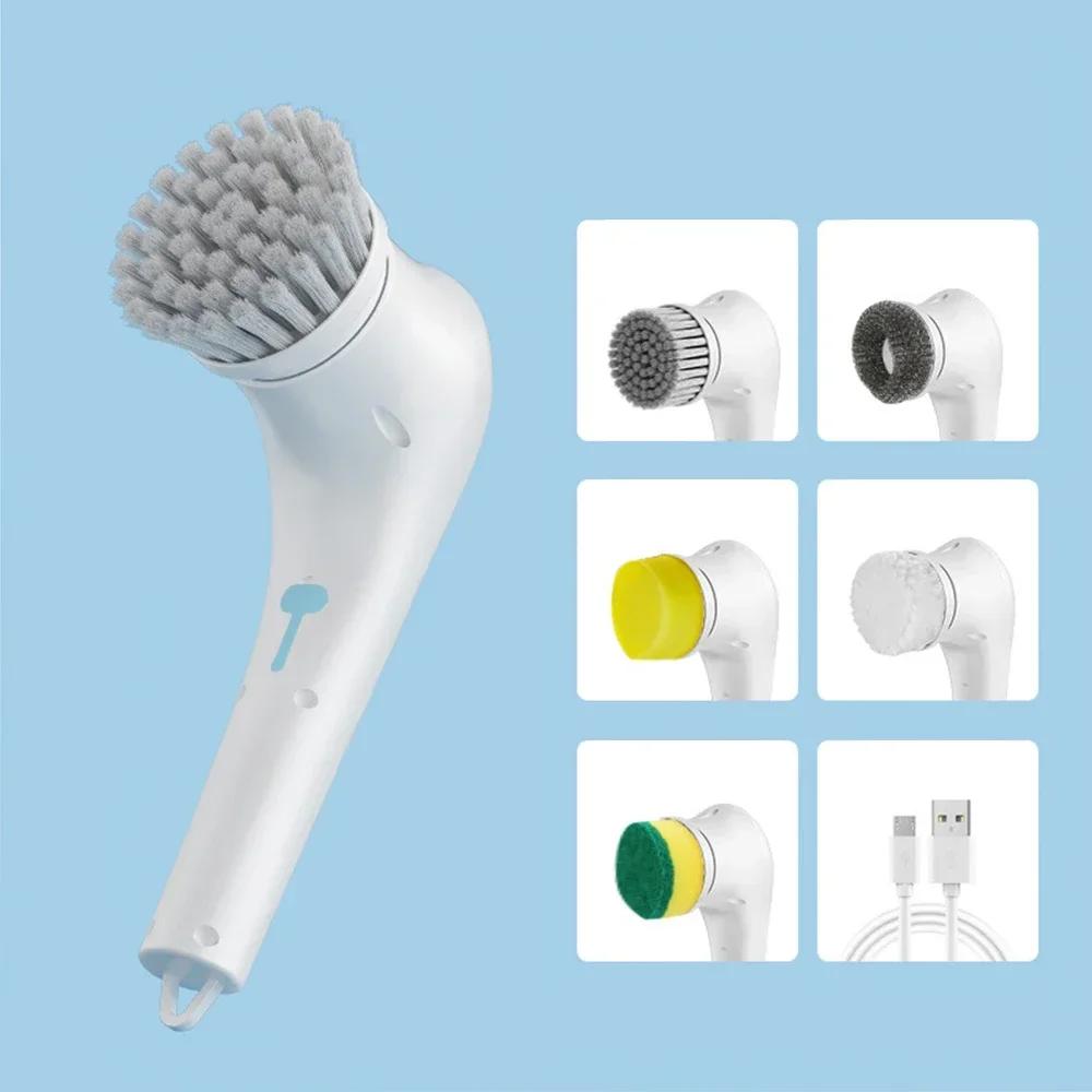 Handheld Electric Cleaning Brush Cordless Spin Scrubbe With 5 Replaceable Brush Heads USB Rechargeable 360°Power Scrubbe