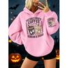 Female Oversized Streetwear Pullover Women Hoodie Halloween Freshly Bood Coffee Scream and Sugar Fall Daily Wear Women Clothes