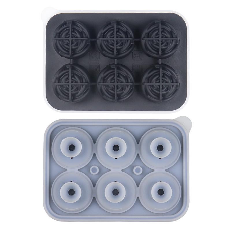 Custom 3D Rose Flower Shape Grids Ice-Cube Molds DIY Homemade Whiskey Reusable Silicone Ice Cube Tray With Lid