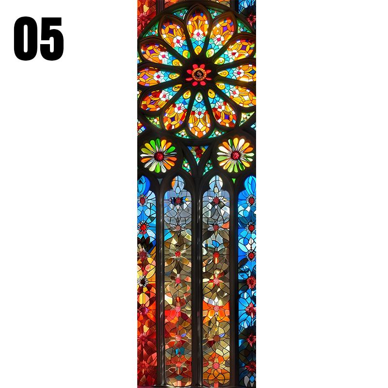 סרט ויטראז' צבעוני לכנסייה בסגנון אירופאי, מדבקת זכוכית וינטג', עיצוב לדלת בית, חדר אמבטיה, סרטי חלון לפרטיות
