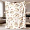 2026 New Arrival Flannel Blanket One Cute Hedgehog Gift Print Blanket for Men and Women Best Holiday Present, Suitable for Bed, Sofa, Living Room Deco
