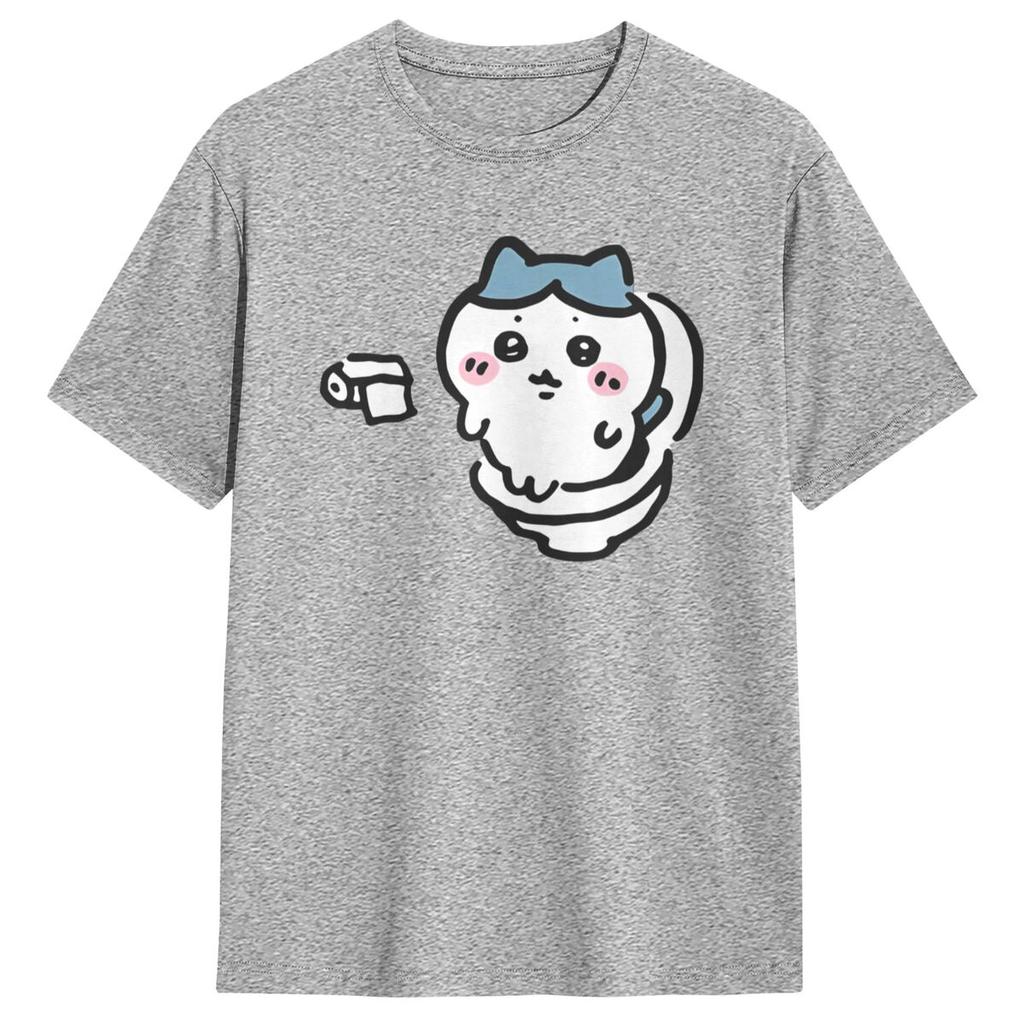 Hachiware On The Toilet Potty Chiikawa Usagi Poop Pooping Meme T Shirt T-Shirts Short Sleeve Cotton O Neck Oversize Clothing