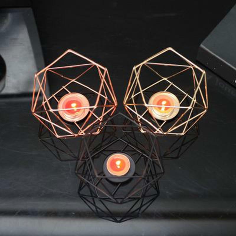 Nordic Style Geometric Iron Candlestick Candle Holders Home Wall Romantic Durable Candlesticks Weddi