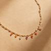 European and American Colored Gemstone Necklace Women's Brass Plated with 18K Real Gold Non-fading Collarbone Chain Simple Temperament Zircon Neck