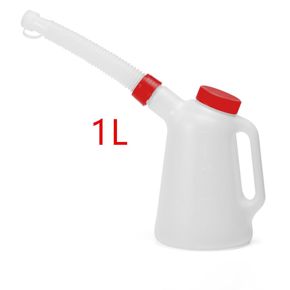 Universal 1L 3Litre Measuring Jug with Long Flexible Spout Motorcycle Accessories Pouring Can Oil Petrol Coolant 1Lred