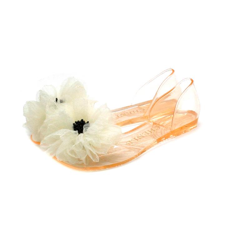 Yuzhihao Women s Crystal Flower Sandals - Summer Flat Transparent Peep-Toe Shoes 36