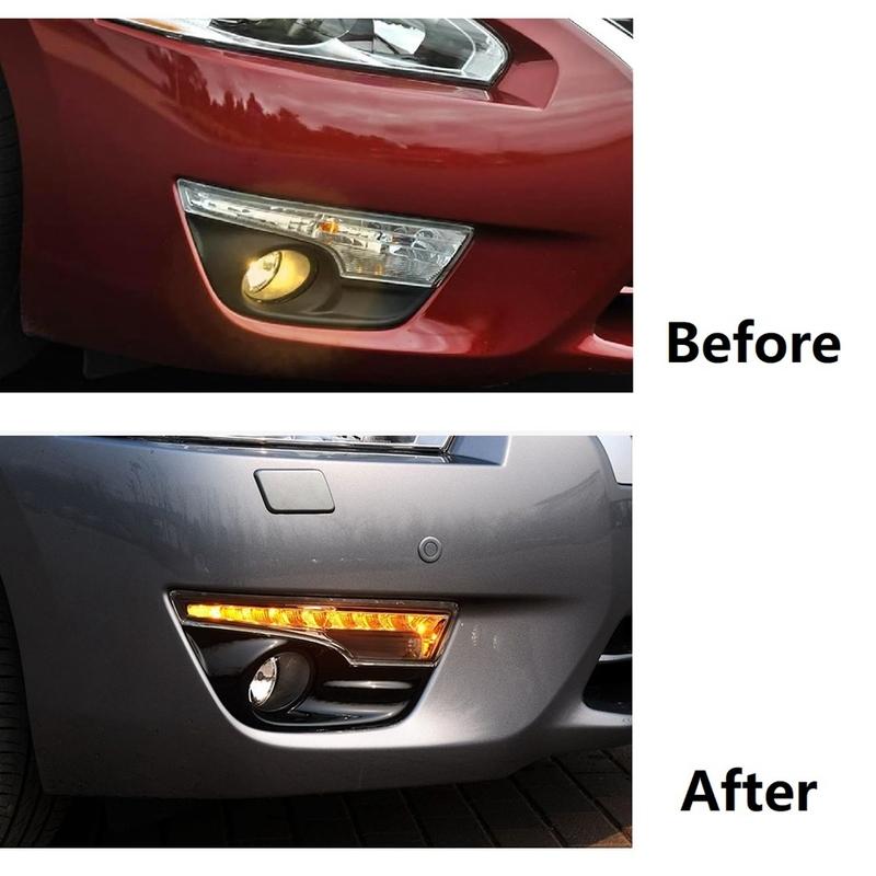 A28G-Blue Low LED Daytime Running Light Assembly For Nissan Teana Altima 2013-2015 White DRL Amber Turn Signal Lights