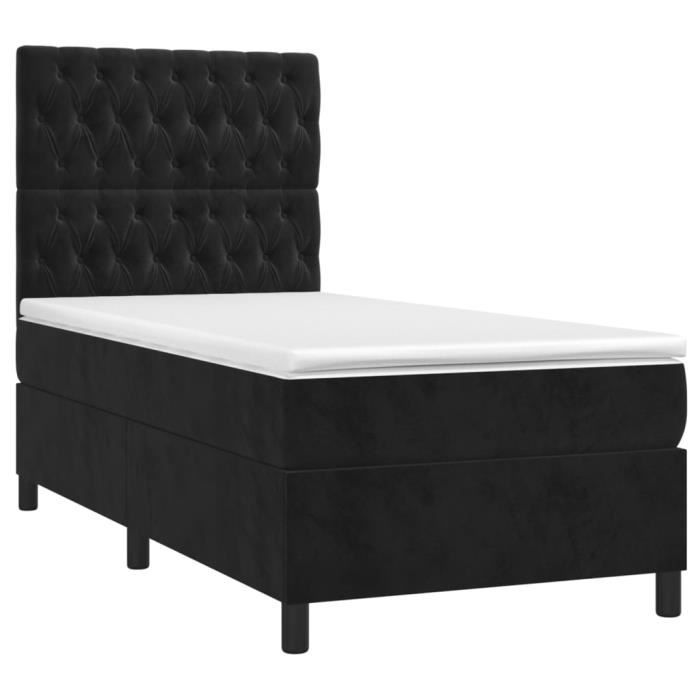 VidaXL Divan Bed with Mattress Black 90x190 Cm Velvet - Model 3143177