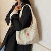 Plaid Contrasting Color Small Fresh Female Large Capacity Student Commuting Tote Polyester Versatile Casual Shoulder Bag