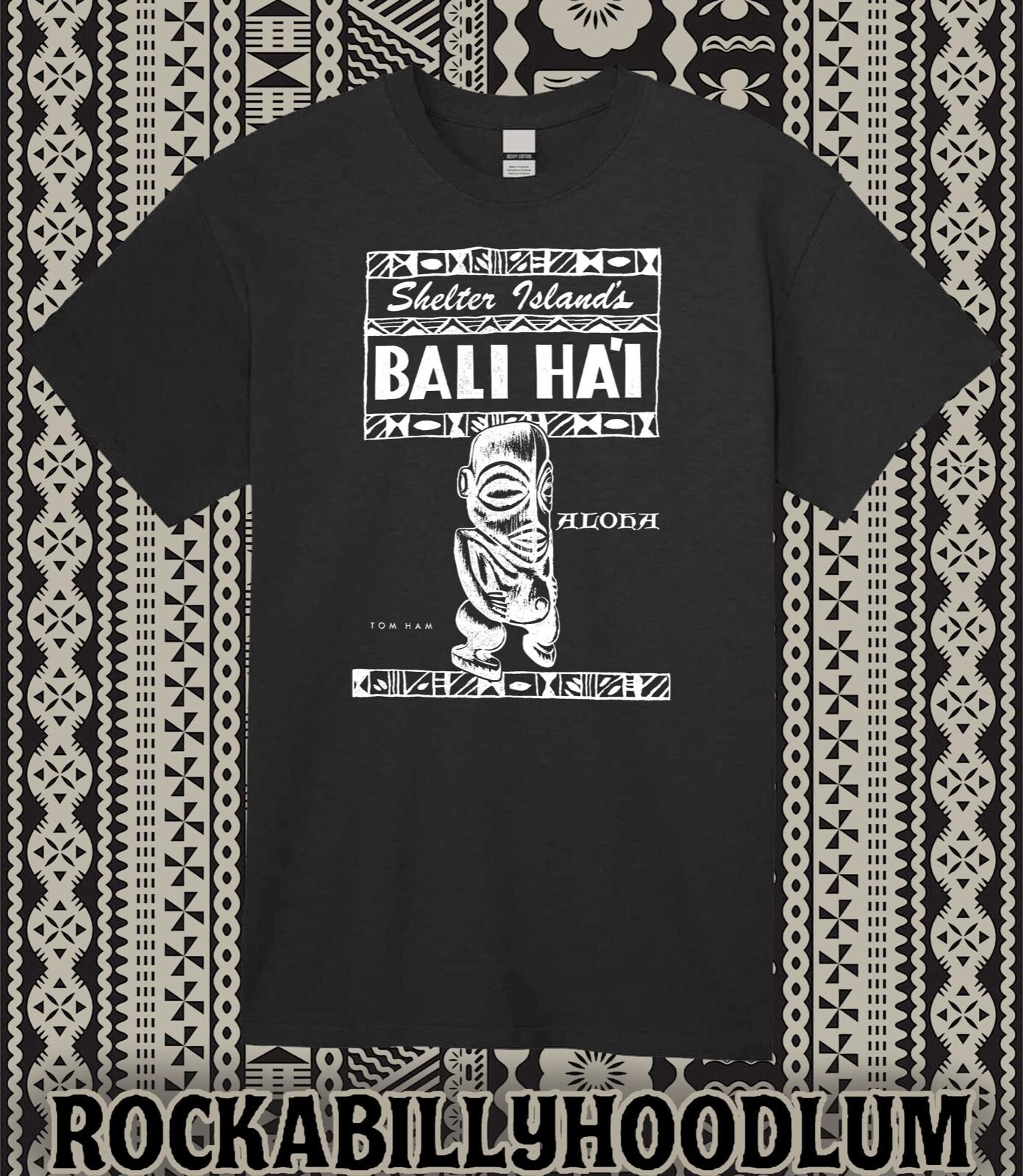 Retro Tiki Art Tee T Shirt Bar Mug Restaurant Bali Hai Shelter Island Aloha M