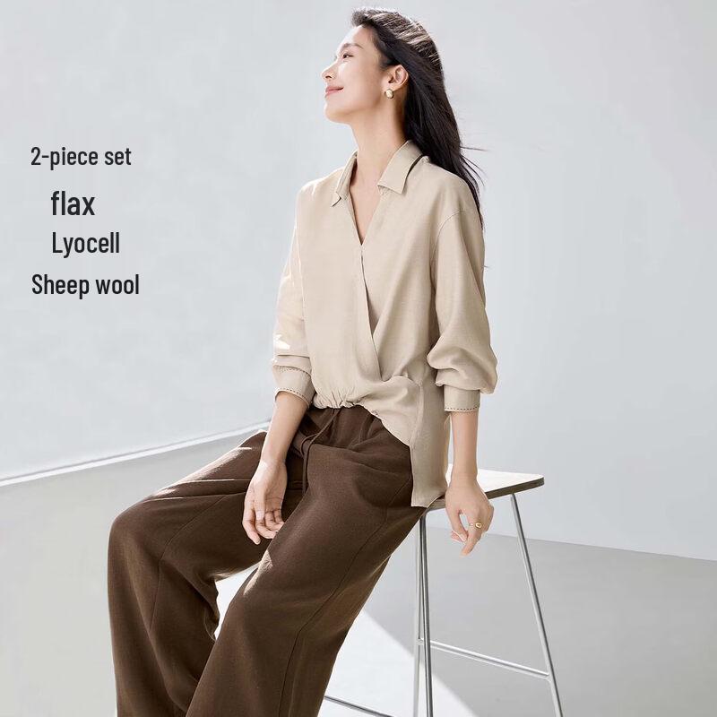 IHIMI Women s Lyocell Linen Shirt & Pants Set 2XL