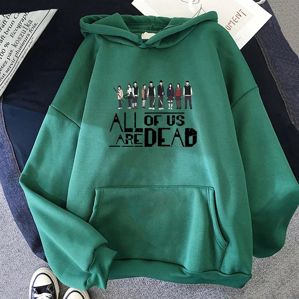 

Толстовка с капюшоном All of Us Are Dead 2, женская/унисекс, популярная, винтажная, повседневная, с графическим рисунком, флисовая толстовка, унисекс, эстетический пуловер с капюшоном, топы