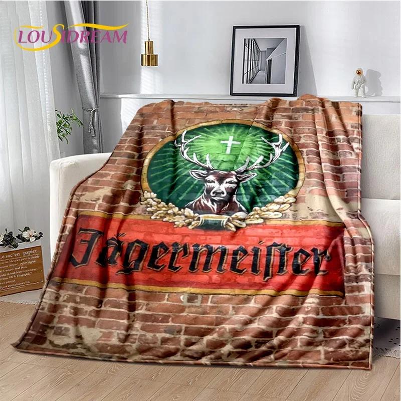 3D German Jaegermeister Logo Elk Soft Flannel Blanket for Beds Bedroom Sofa Picnic,Throw Blanket for Cover Outdoors Leisure Gift