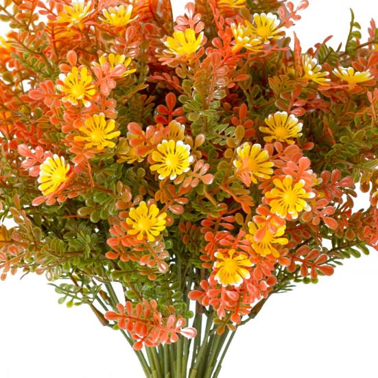 1/6Pcs Fall Artificial Flower Realistic Fake Plastic Flower Home Office Wedding Party Table Centerpiece Indoor Outdoor Faux Bloom Decoration
