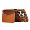 For iPhone 15 Pro Max PU Leather Back Case Card Holder Kickstand Phone Cover with Wrist Strap