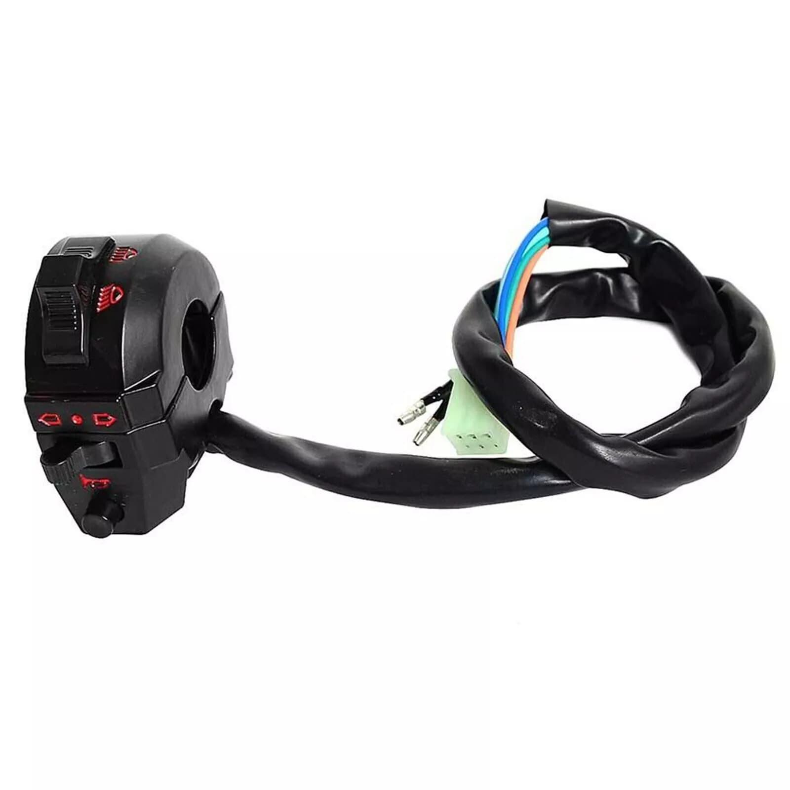 New Motorcycle 7/8  Handlebar Control Horn Turn Signal Light 8 Pin High/Low Beam Left Switch 12V Black Handlebar Switch