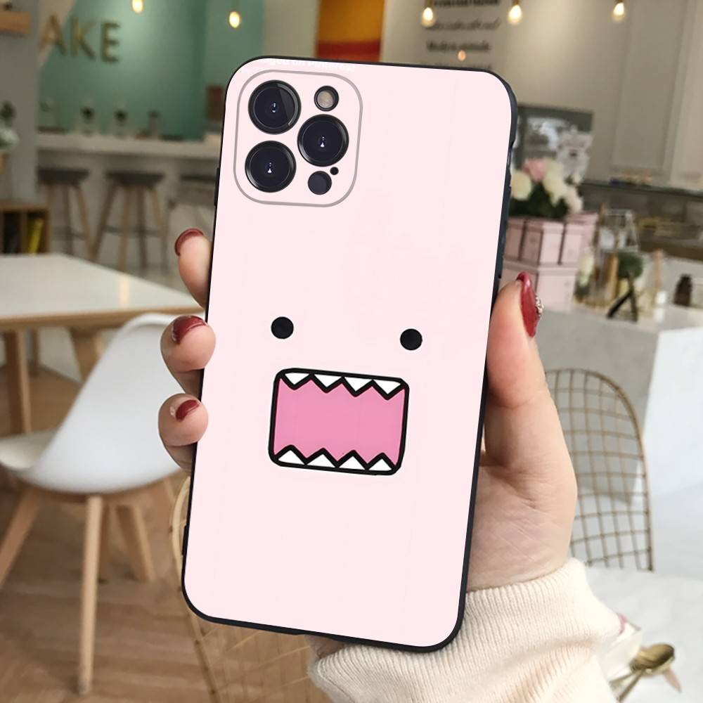 Cute Domo-Kun Black Soft Phone Case For IPhone 16 15 14 13 11 12 17 Pro Max Mini Plus