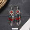 Bohemian earrings retro personality simple long fringed earrings women's high-end vacation style earrings