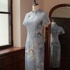 Elegant Blue Retro-Style Cheongsam for Girls - 2024 New Small Size