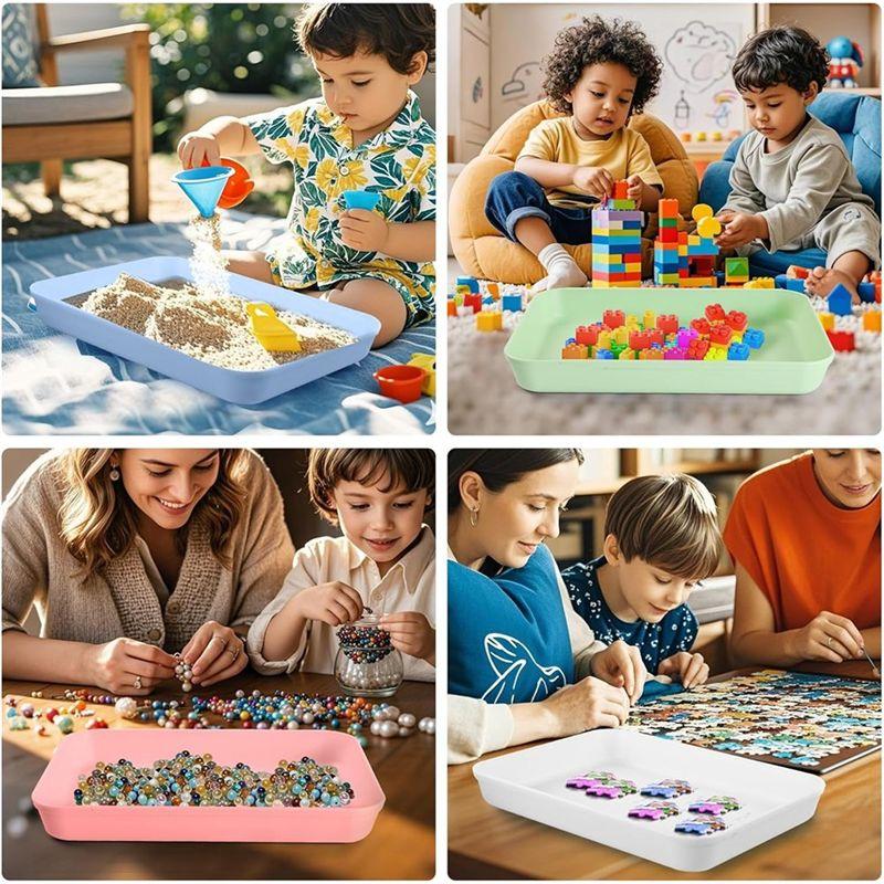 ABIY Large Plastic Paint Storage Trays, 5-Pack Stackable Art Organizer, For DIY Projects- Serving Tray For Crafts