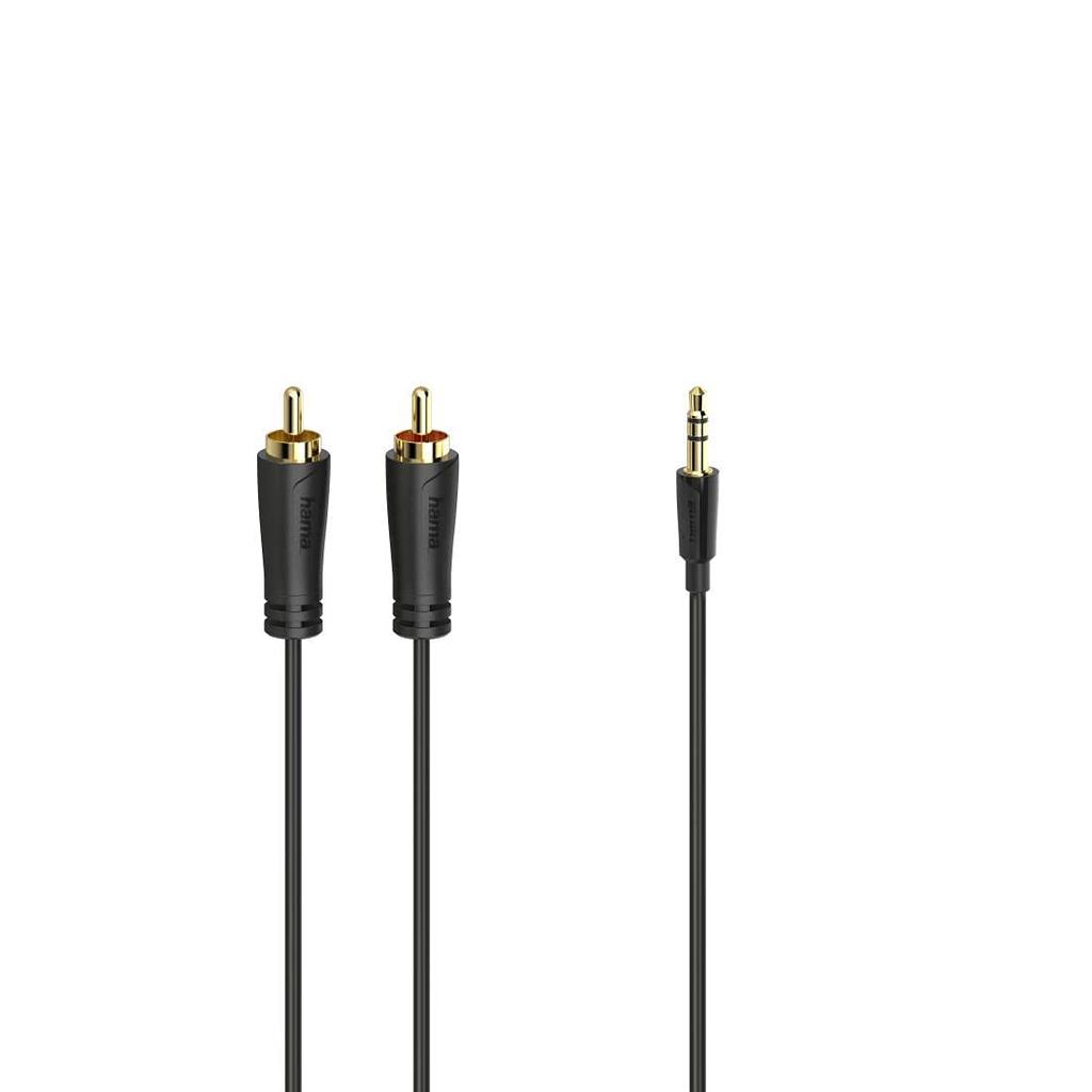 Hama Germany Audio mm Jack Plug to 2 RCA m Cable, 3.5 Plugs, Stereo, Gold-Plated, 1.5