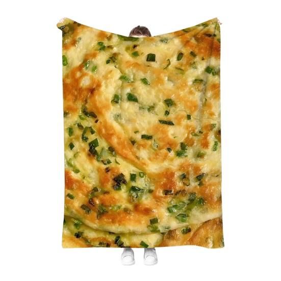 Pătură Flanelă cu Clătite Distractive, Pătură de Odihnă Creativă cu Model Realist de Clătite, Pătură Moale Confortabilă pentru Canapea, Fotoliu, Birou, Cameră de Cămine