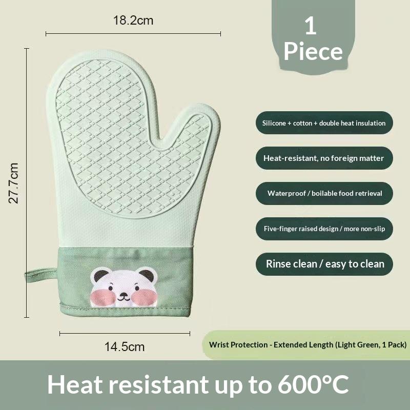 Thickened Silicone Gloves High Temperature Microwave Oven Gloves Non-slip Oven Gloves Kitchen Heat Insulation Anti-scalding Baking Gloves