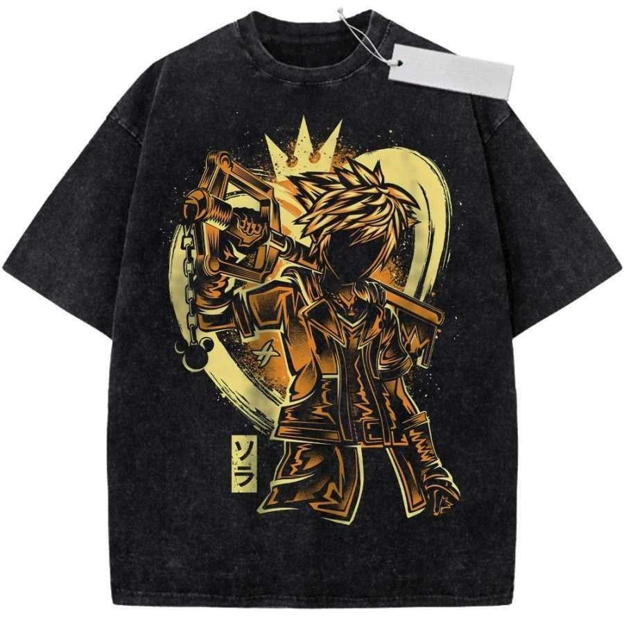 

Kingdom Hearts Vintage Loose Washed Tshirt personality Clothes Suitable for all seasons Retro Fashion Streetwear Trendy Couples S