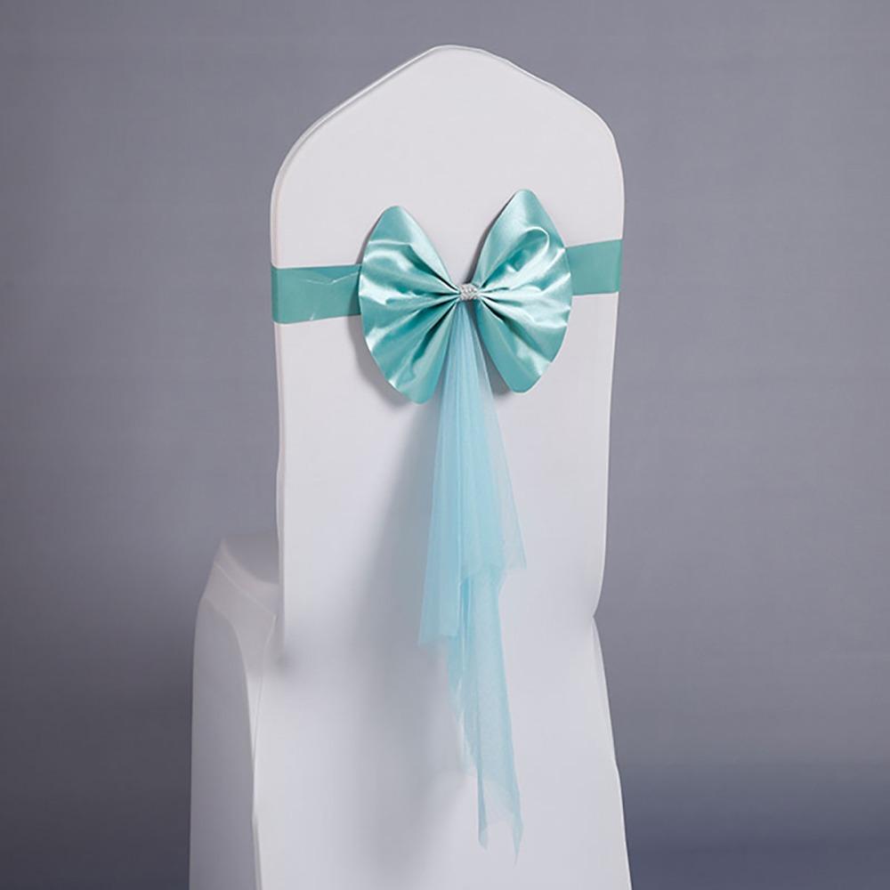 1Pcs Multi Color Chair Bandage Bowknot with Elastic Band Chair Sash Decoration Bow Knot Tie Wedding Chair Ribbon