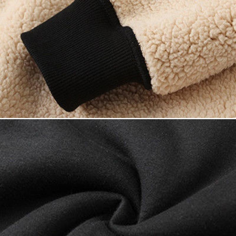 Trendy Sweatshirt Coat Front Pockets Warm Zipper Lamb Woolen Jacket Men Woman Winter Pure Color Plush Lined Cardigan Hoodie