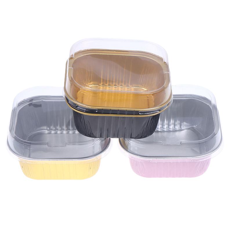 10Set Aluminum Foil Cake Container 325Ml Cake Pans Liners With Lids Heat-Resistant Foil Baking Cups Cake Pan Kitchen Tool